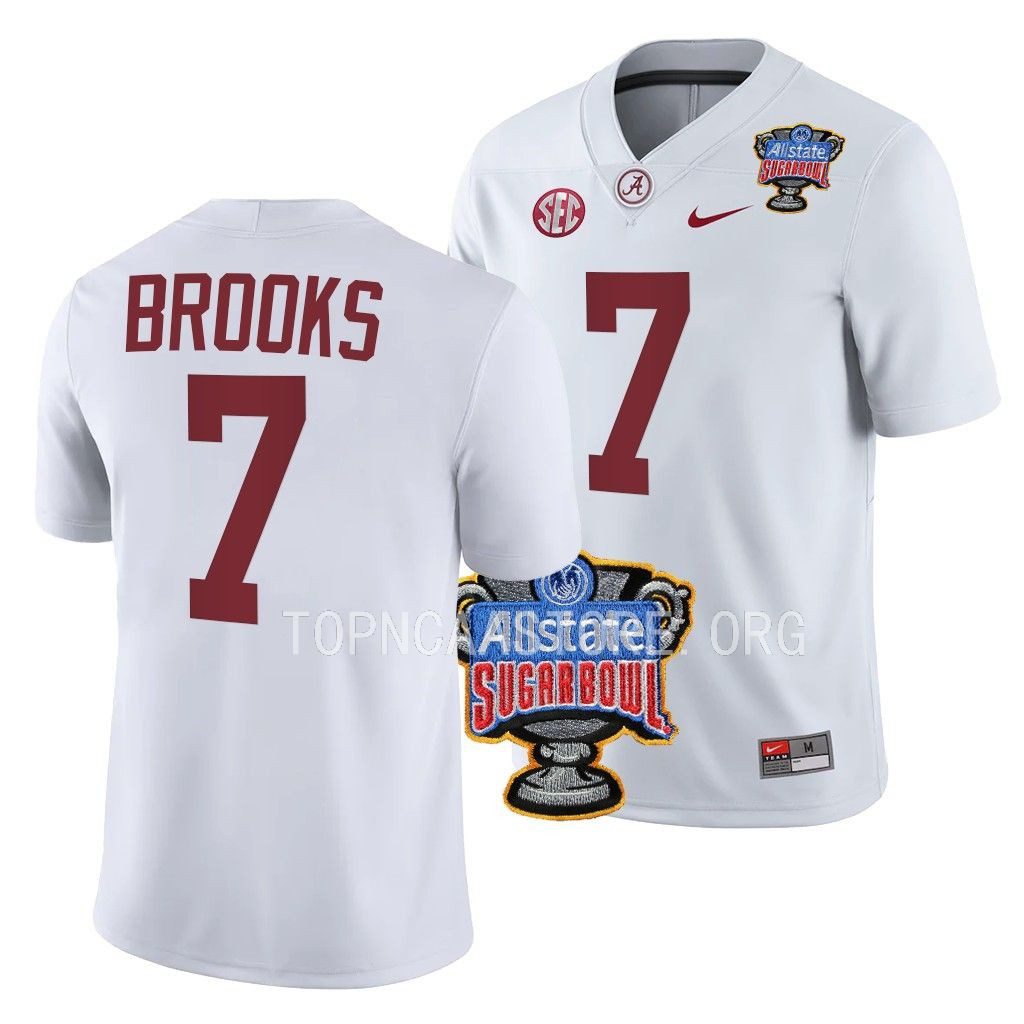 Men's Alabama Crimson Tide Ja'Corey Brooks #7 2022 Sugar Bowl White NCAA College Football Jersey